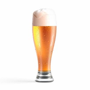 3D Beer Glass 450 ml - tulip drinking glas with foam and drops