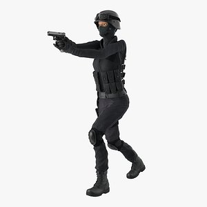 SWAT Woman Afro American Rigged