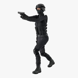 SWAT Woman Afro American Rigged