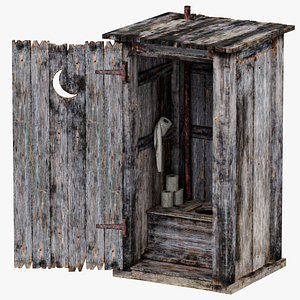 Old Wooden Toilet LowPoly