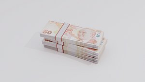3D 50 Turkey Turkish lira Currency model