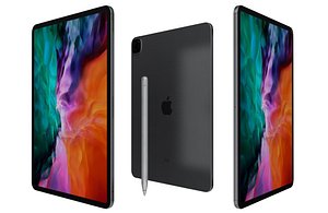 Apple iPad Pro 12 9 2020 WiFi  Cellular Space Gray  Low Poly model