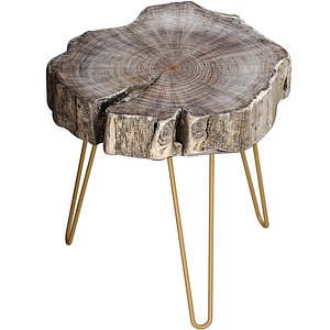 Wooden coffee side table made of Slab wood in Rustic Art Deco 3D model