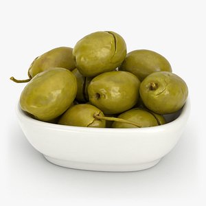Ceramic Bowl of Cracked Green Olives