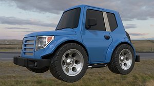 Low poly rigged stylized off-road car