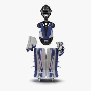 Hockey Goalie Protection Kit Generic Blue 3 3D Model