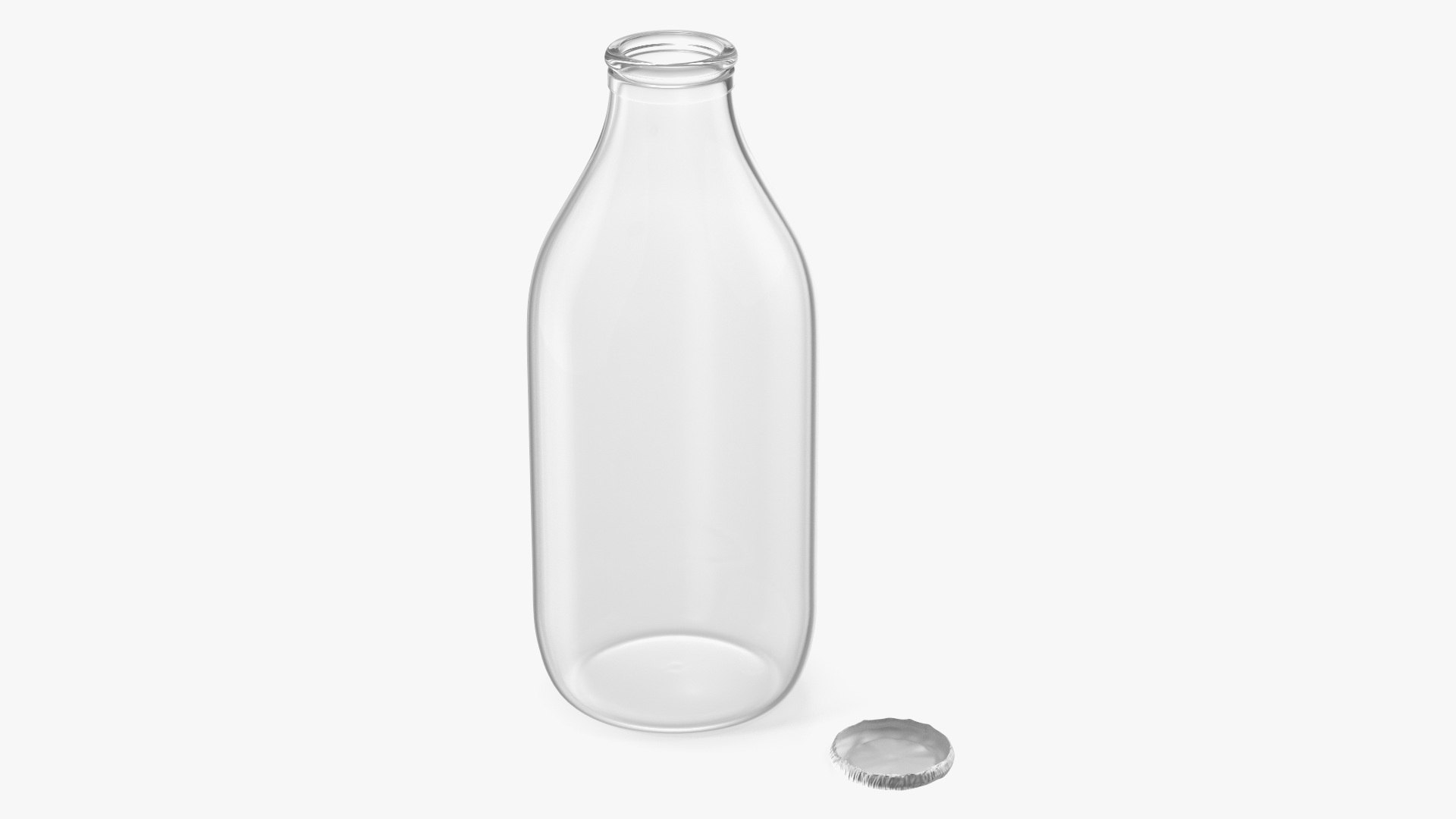 Glass Bottle One Pint with Foil Top Open 3D model preview