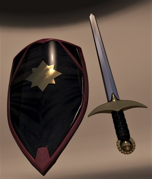 3D sword shield s black knight