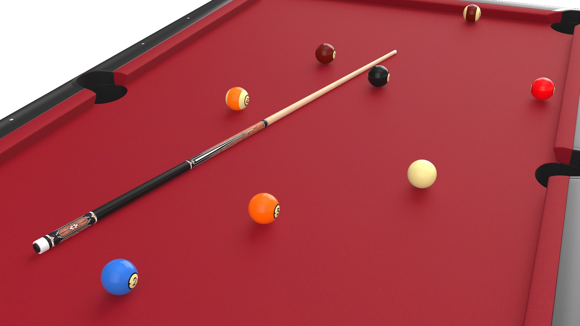 3D Model Public Pool Table Red - TurboSquid 2218459