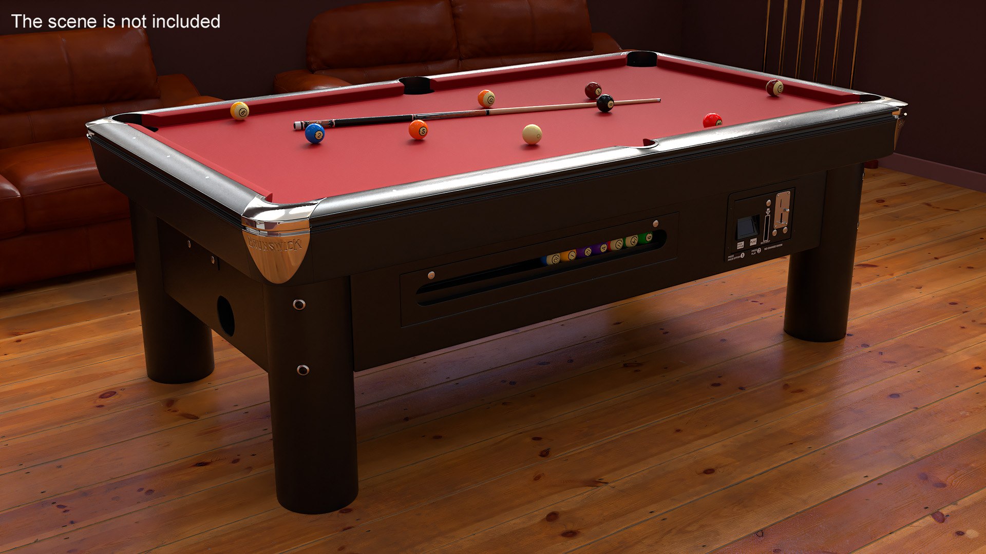 3D Model Public Pool Table Red - TurboSquid 2218459