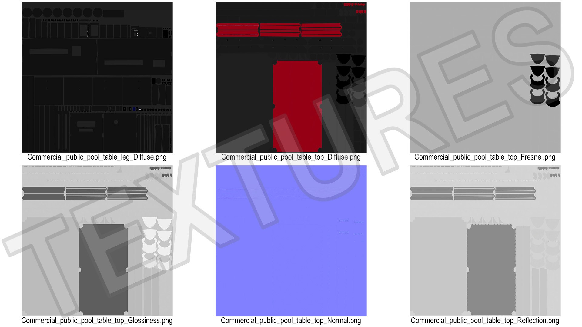 3D Model Public Pool Table Red - TurboSquid 2218459