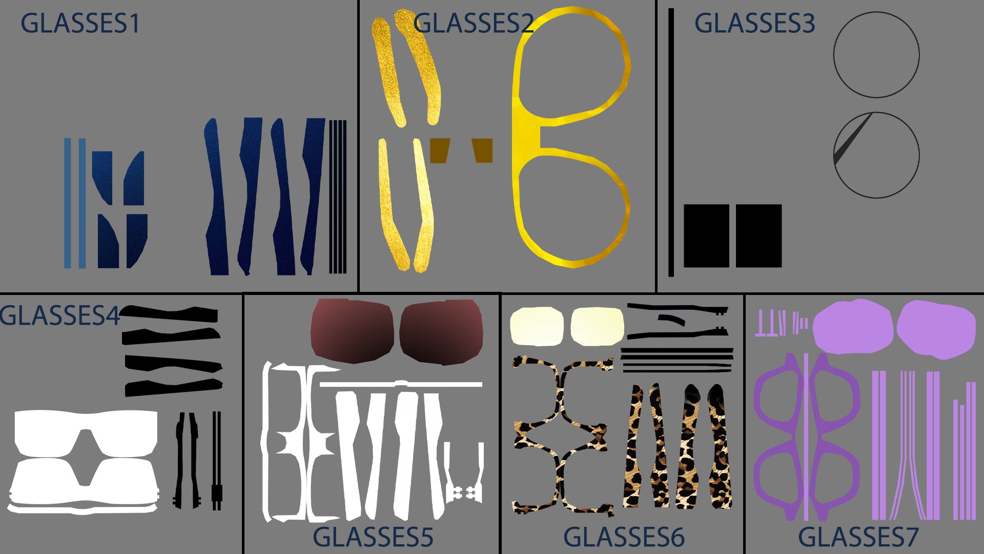 Glasses Models 3D model https://p.turbosquid.com/ts-thumb/bi/IE6Dgj/gL/uvs/png/1670905706/1920x1080/fit_q87/918497e3dc9e1bb98444e1c4c070e698046b727a/uvs.jpg