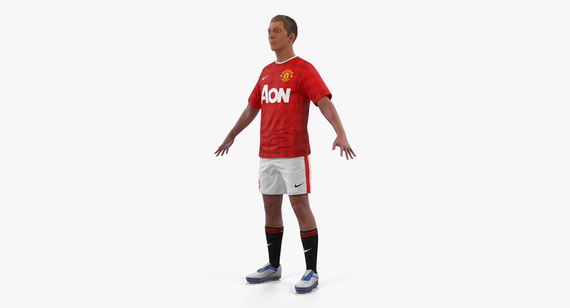 Soccer or Football Player United with Hair 3D Model 3D model preview