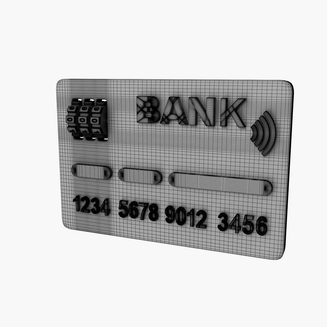 3D Cartoon Black Bank Card Model - TurboSquid 2325077