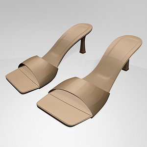 stylish square-toe spool-heel sandals 3D model