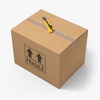 Cardboard Shipping Box With Utility Knife