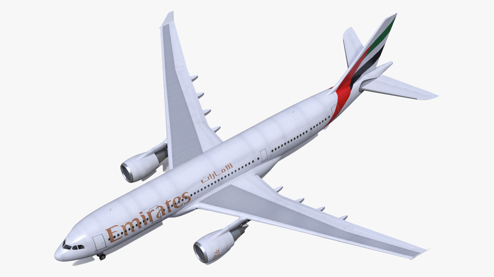 Emirates Airline Commercial Aircraft Airbus A330-200 Rigged for Cinema 4D 3D model preview