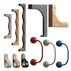 Cabinet pull and knob with 4 options 3D model