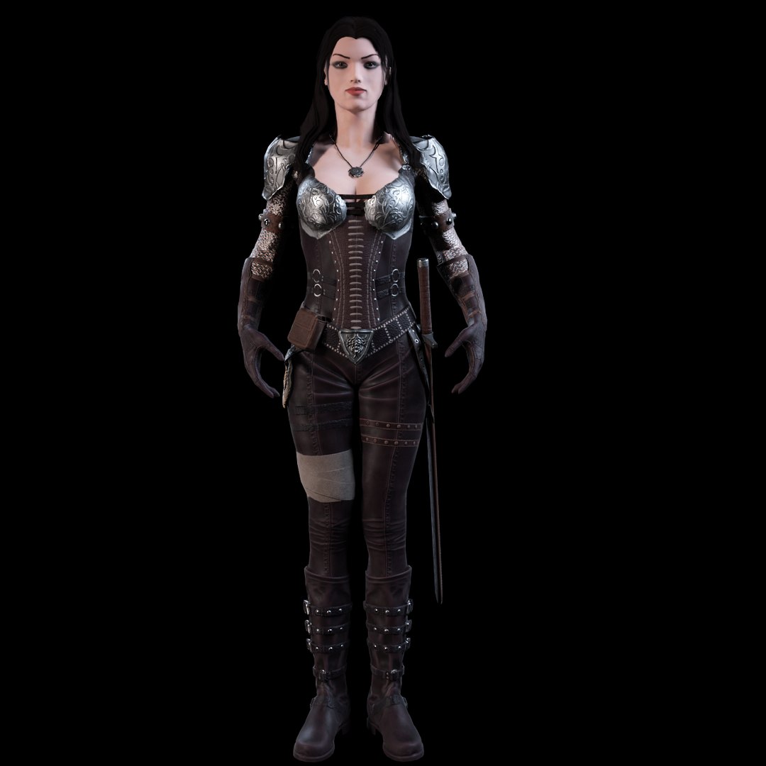 3d Female Warrior Model Turbosquid 1153538