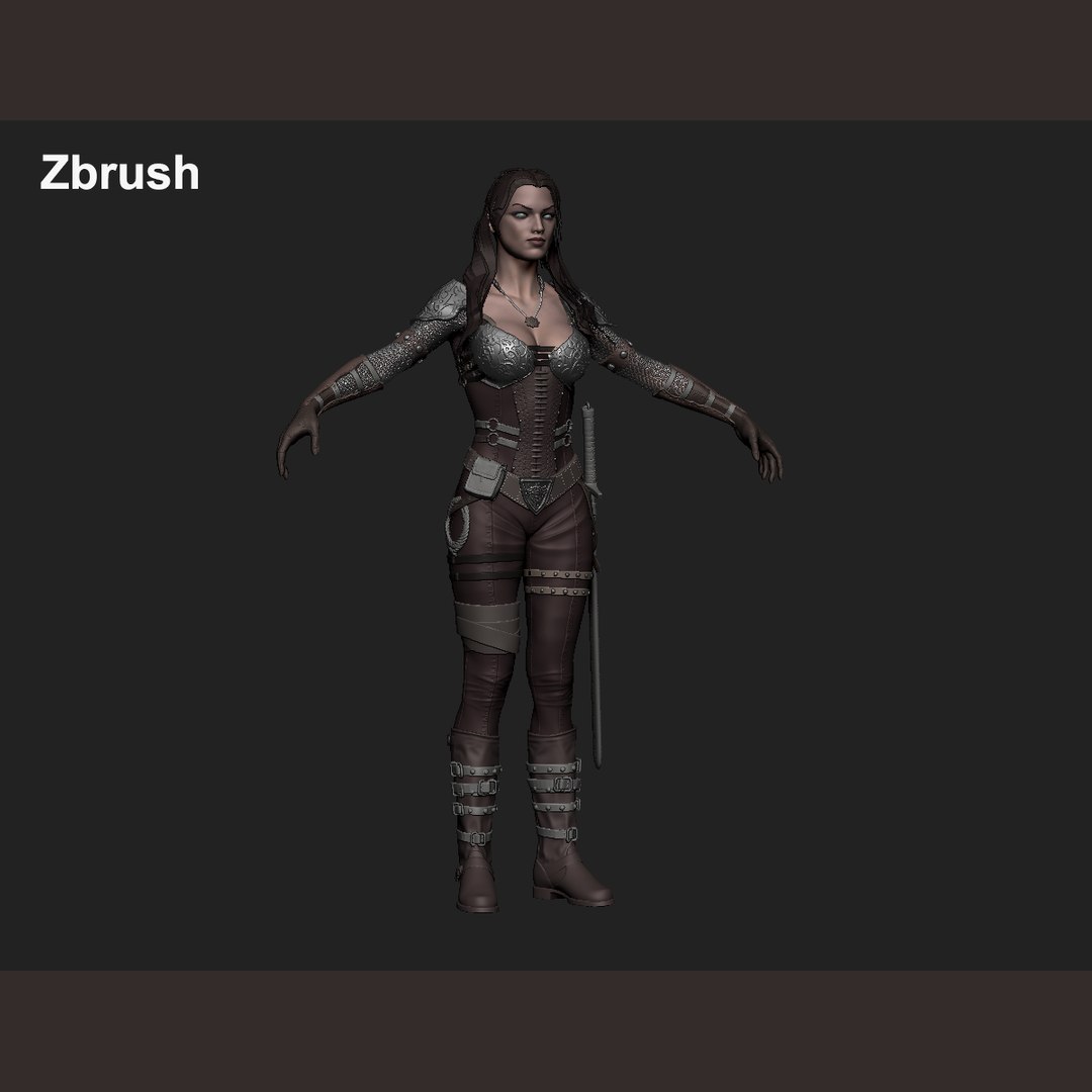 3d Female Warrior Model Turbosquid 1153538