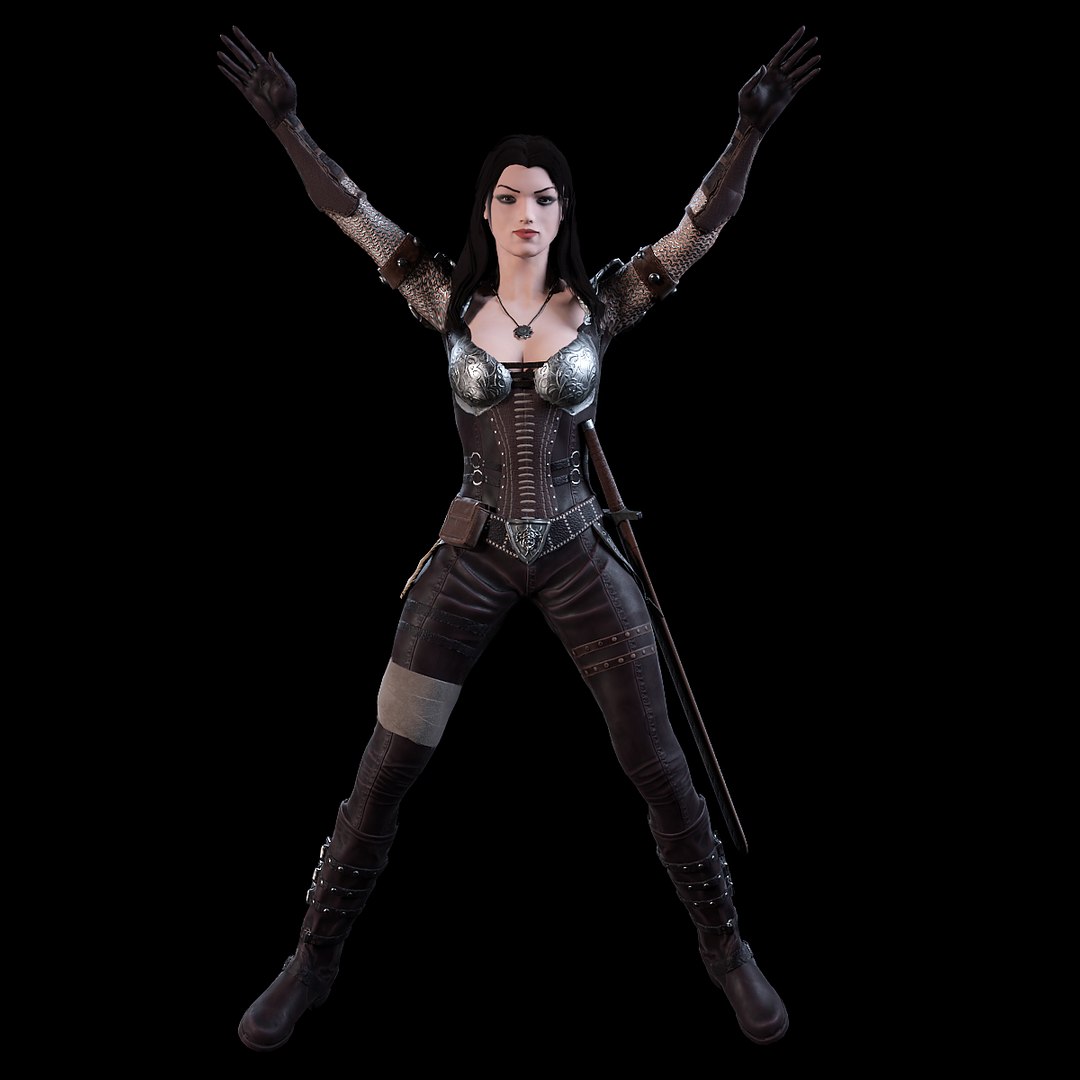 3d Female Warrior Model Turbosquid 1153538