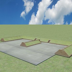 3D Low Poly British WW2 Aircraft Revetment