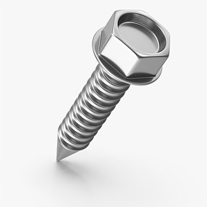 3D External Hex Head Screw model