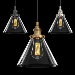 20th Century Factory Filament Clear Glass Funnel Pendant