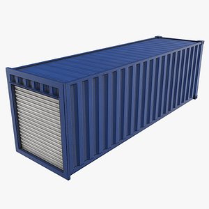 3D 30ft Container With Roll-Up Door - Blue model