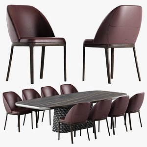 Cattelan Italia Atrium Keramik Premium table Mariel chair set 3D