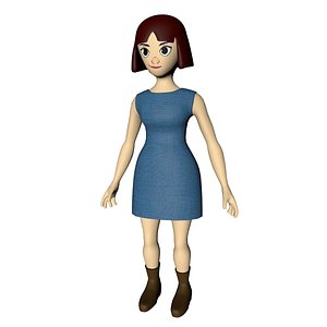 cartoon girl character 3D model