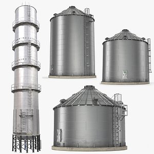 3D Grain Storage Bins Collection model