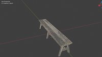 Old Wooden Bench 3D Model