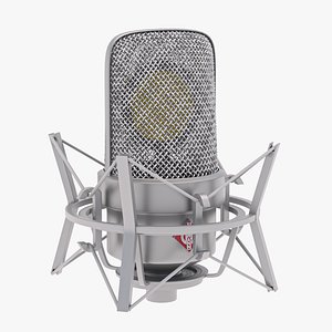 3D Neumann TLM 49 Microphone with Stand
