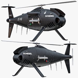 Rigged Schiebel Camcopter S100 Black UAV PBR 3D model