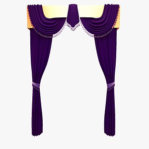 curtains velvet purple 3d model