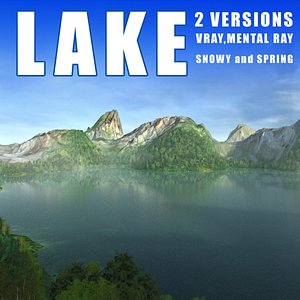 lake mountains landscape terrains 3d obj