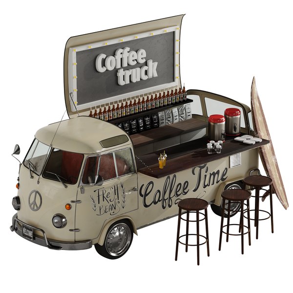Décorations Camion à Café Crème - Ornement Rétro Thème Café - Métal Poli - Pour Table Ou étagère