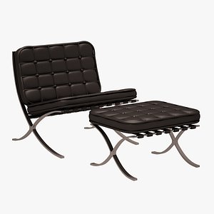 barcelona chair ottoman 3d model