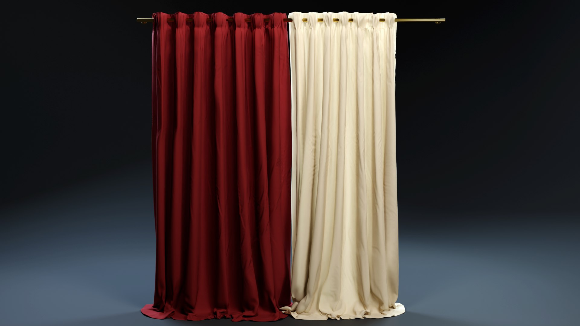 3D double color curtains - - TurboSquid 1711184