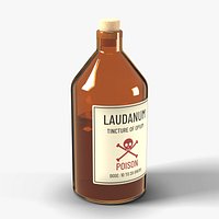 Laudanum Bottle with Poison Label and Cork - Amber Victorian Apothecary Prop