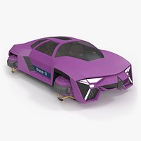 Futuristic Flying Car Purple Rigged