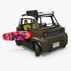Urban Safari Mini Electric Vehicle Khaki Rigged for Maya