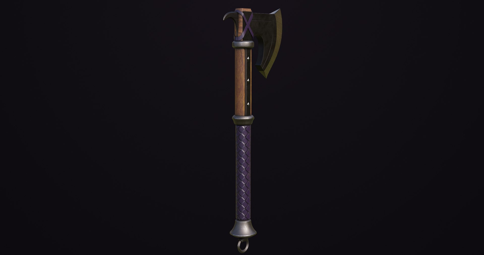 Battle Axe 14 Violet Handle All PBR Unity UE Textures 3D https://p.turbosquid.com/ts-thumb/bk/mADyBi/Yg/axe14_01_00003/jpg/1681715882/1920x1080/fit_q87/9872bd863c0396452142495ee15f75c103512613/axe14_01_00003.jpg