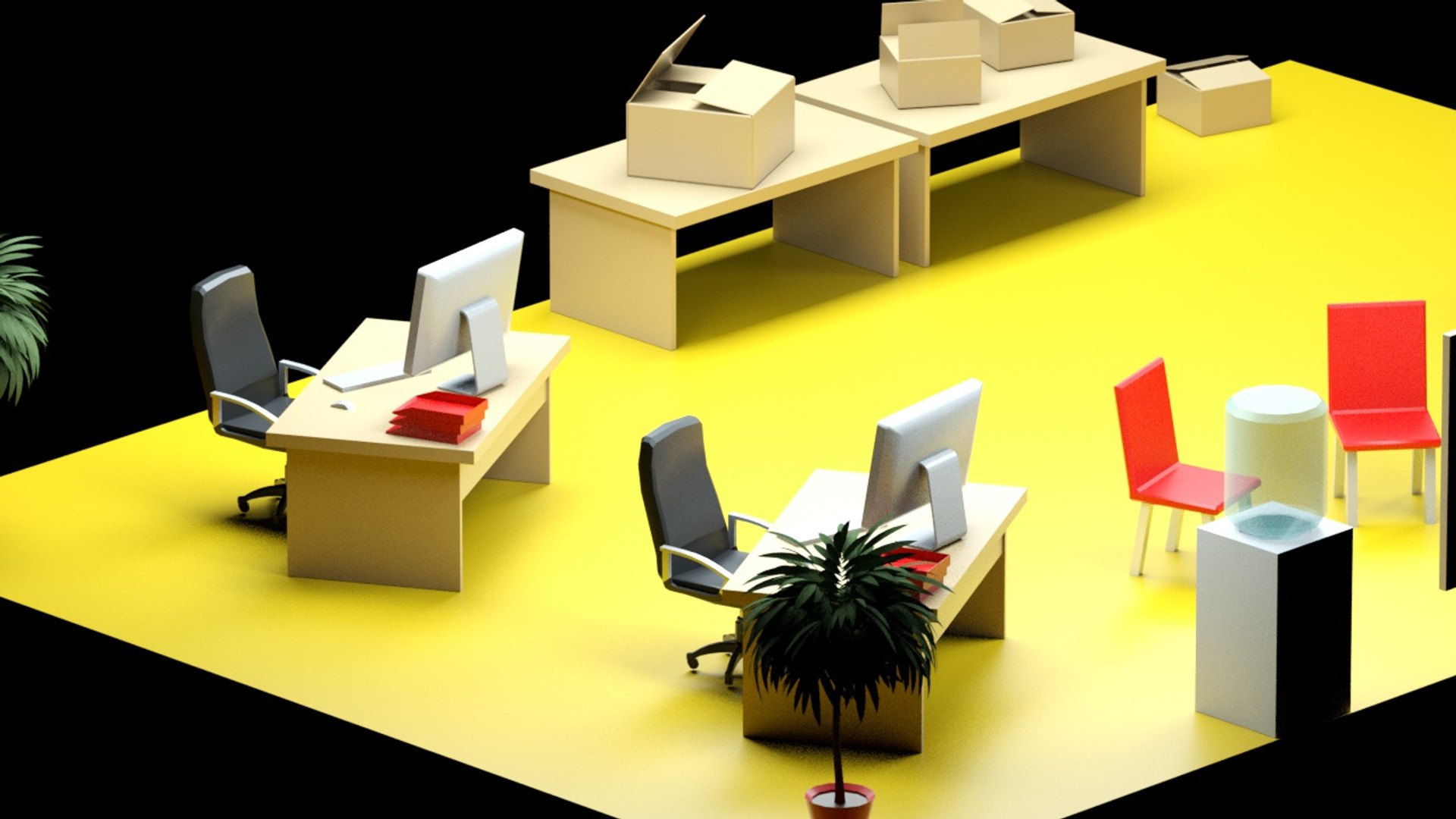 Lowpoly isometric office 3D model TurboSquid 1607447