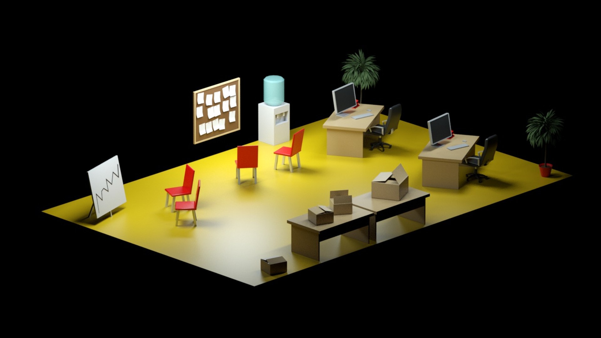Lowpoly isometric office 3D model TurboSquid 1607447