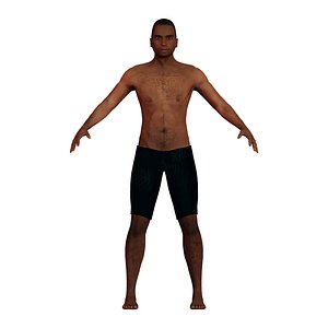muscular black man swim 3D model