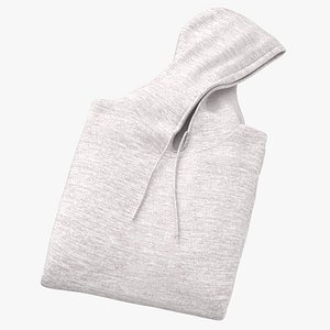3D Hooded Sweatshirt Folded Female No Pocket Blank White and Branded Heather