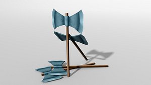 3d obj pixel style battle axe