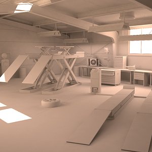 automotive workshop interior - 3D model